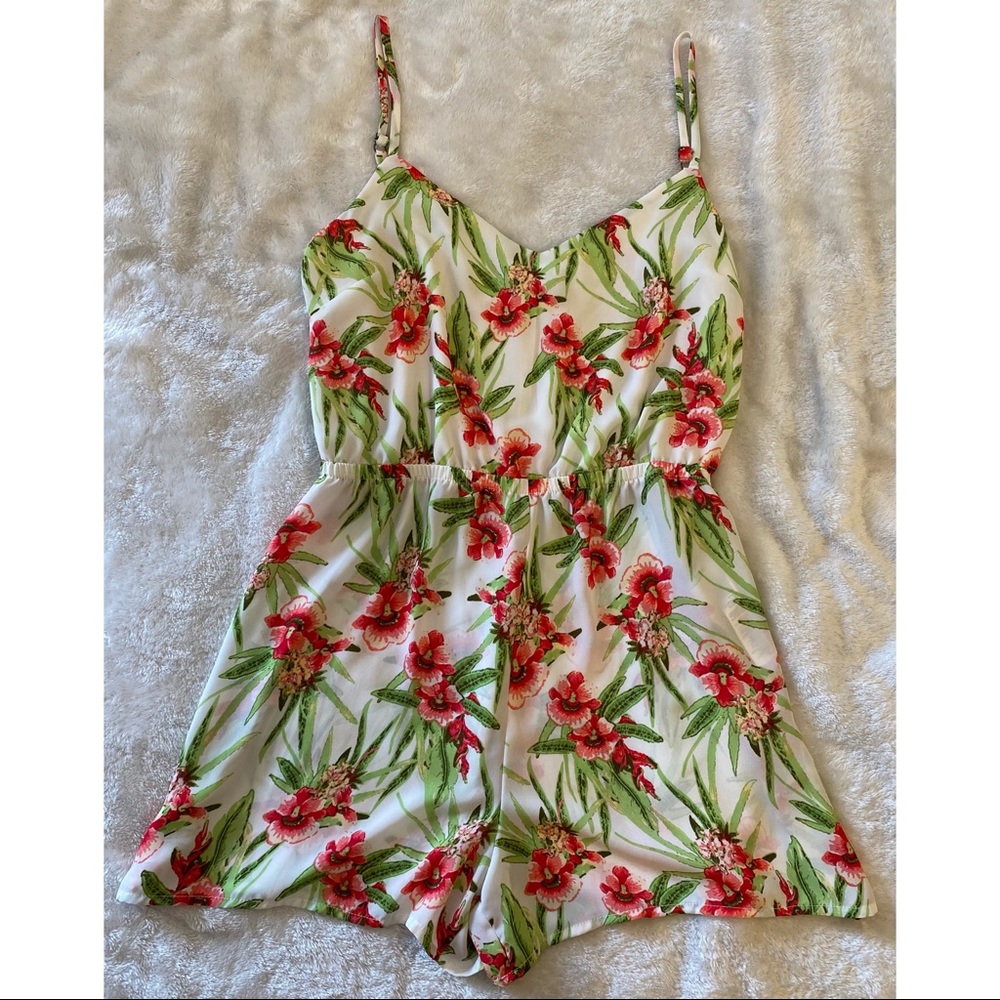 Tropical Flower Print Romper